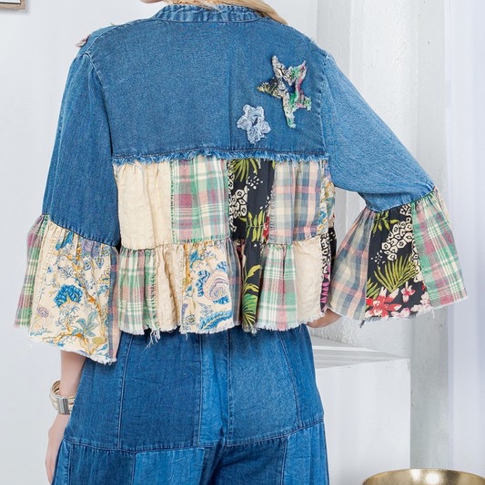 Boho Patchwork Denim Jacket - image 4